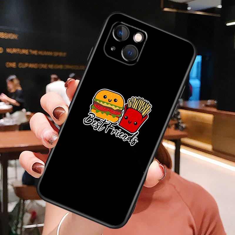 

French Fries Burger Pizza Phone Case For iPhone 16 Pro Max 14 13 12 11 15 Pro Max Plus 12 13 Mini XR 16e Funda Cover iPhone 12Pro MAX