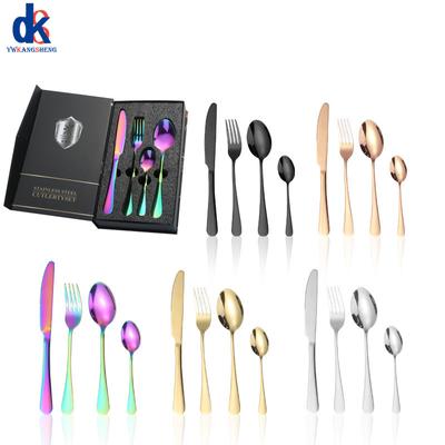 16pcs 20pcs 24pcs Stainless Steel Tableware Set Rainbow Dinnerware Knife Fork Coffee Spoon Cutlery Western Dinner Hotel Flatware