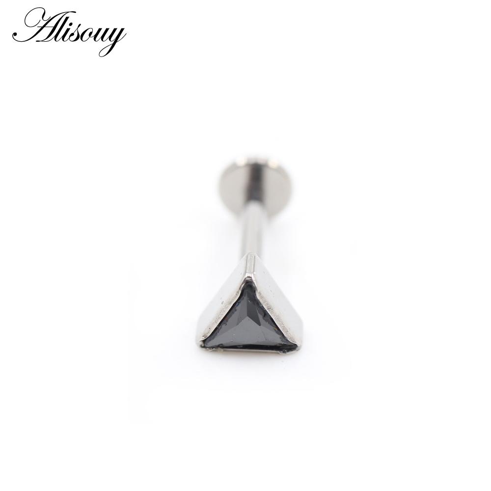 

Alisouy 1PC титановый треугольный циркон с внутренней резьбой лабрет для губ, кольцо-гвоздик, серьга для хряща уха, украшение для пирсинга тела