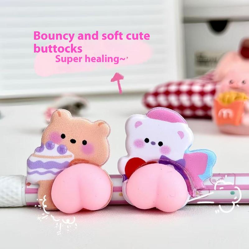 1/4Pcs Stereoscopic Cute Animals Fart Peach Stereo Relieve Stress Decals Cartoon 3D Relief Sticker Diy Decor Stickers Supplies