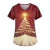 Women's Fashion V-neck Short Sleeve Workwear With Pockets Printed Tops