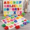 Drevené puzzle pre batoľatá Montessori hračky pre bábätká ABC Abeceda Číslo Tvar Zodpovedajúca dosková hra Predškolská vzdelávacia hračka pre deti 2-4
