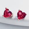 Calssic Women 925 Sterling Silver Stud Earrings For Women With Heart Shaped Ruby Gemstone Christmas Gift Wholesale