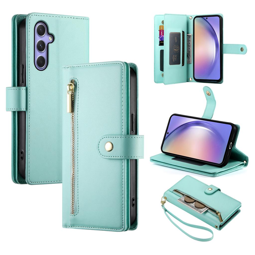 DF-011 For Samsung Galaxy A54 5G Case Zipper Phone Leather Cover with Shoulder Strap