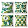 Bedroom Living Room Sofa Home Decor Cushion Cover Green White Geometric Pattern Petal Pillowcase