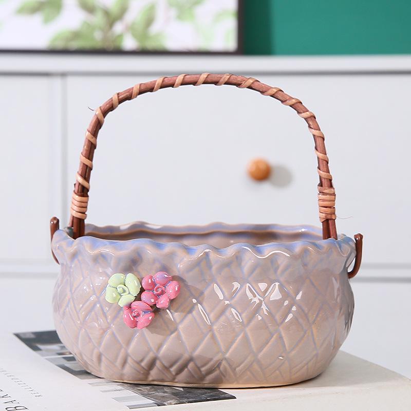 Handmade Rattan Hanging Basket Planter for Succulents and Flowers