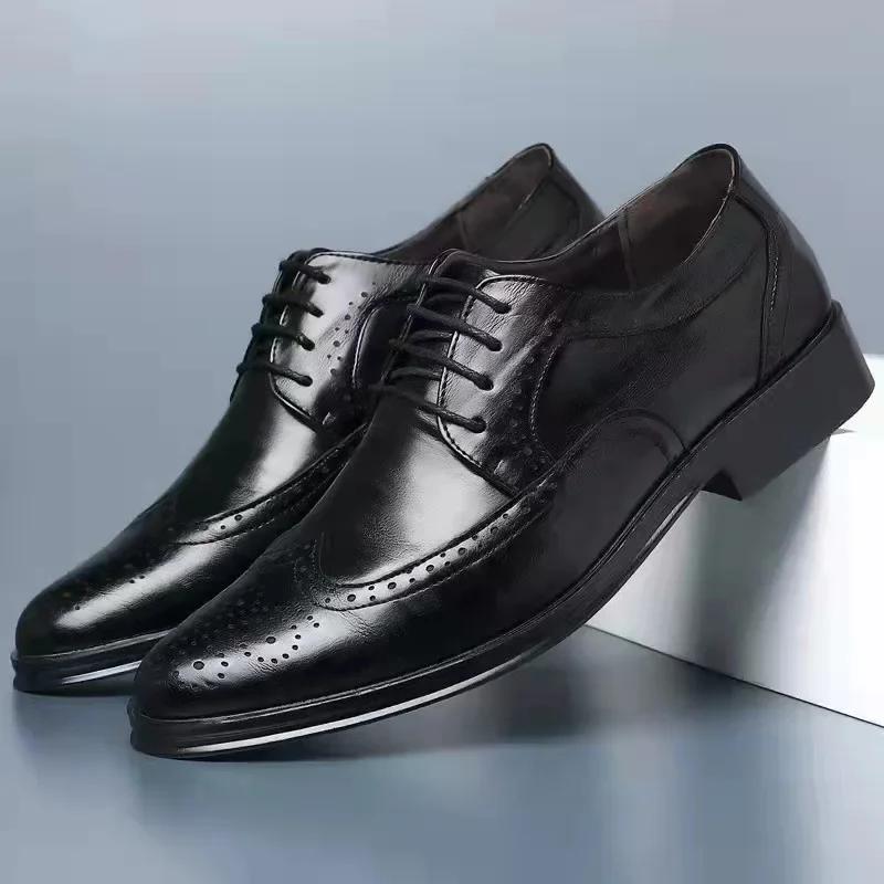 Summer Leather Dress Shoes Men Summer Hollow Out Plus Size Man Business Shoes Wedding Footwear Casual Shoe Male