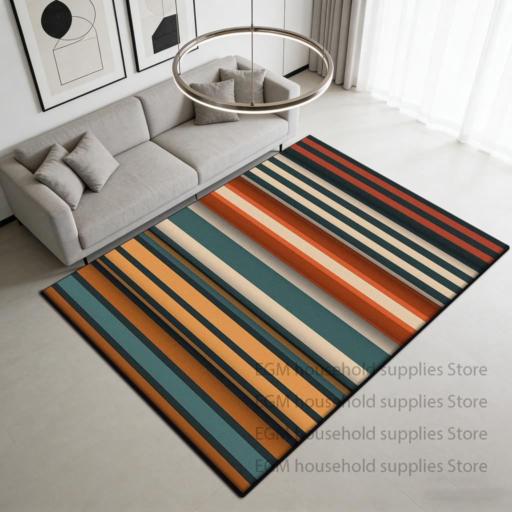 Modern Black White Carpet Minimalism Striped Decoration Bedside Bedroom Rug Lounge Cloakroom Antiskid Study Floor Mats Washable