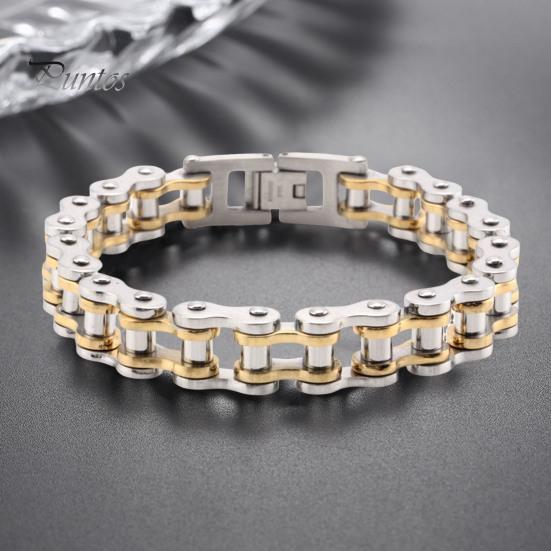 Unisex náramek design motocyklového řetězu nerezová ocel punk hip-hop styl lesklý hladký náramek na zápěstí pro různé příležitosti