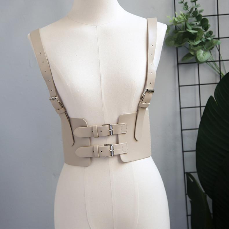 Stylish Female Waist Cincher With Iron Buckle And Fashionable Shoulder Straps For Casual Wear
