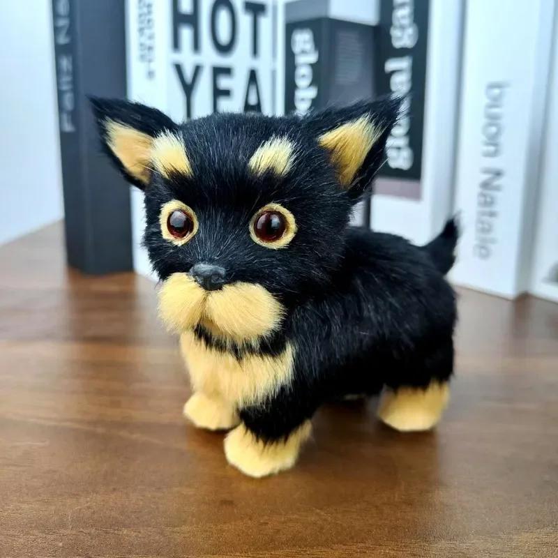 Mini Simulation Dog Plush Toys Soft Stuffed Kitten Model Fake Dog Realist Animals for Kids Girls Birthday Valentine's Day Gift