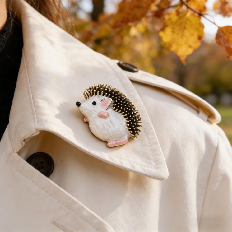 Delicate Drip Glaze Hedgehog Pin Elegant Jewelry Item For Clothing Accent Accessories Handmade Gift For Friend