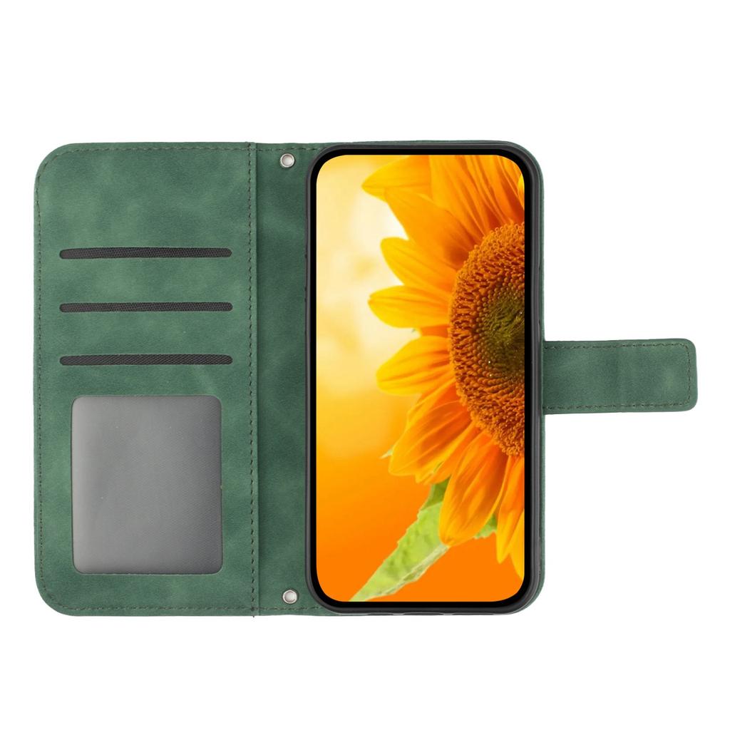 HT04 For Samsung Galaxy S24 Ultra Case Sunflower Imprint Leather Phone Cover with Shoulder Strap