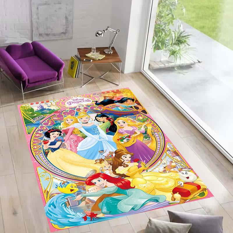 Multiple styles of Disney princess-themed rugs: Dreamy party rugs, large-area non-slip, washable mats, suitable for playrooms,