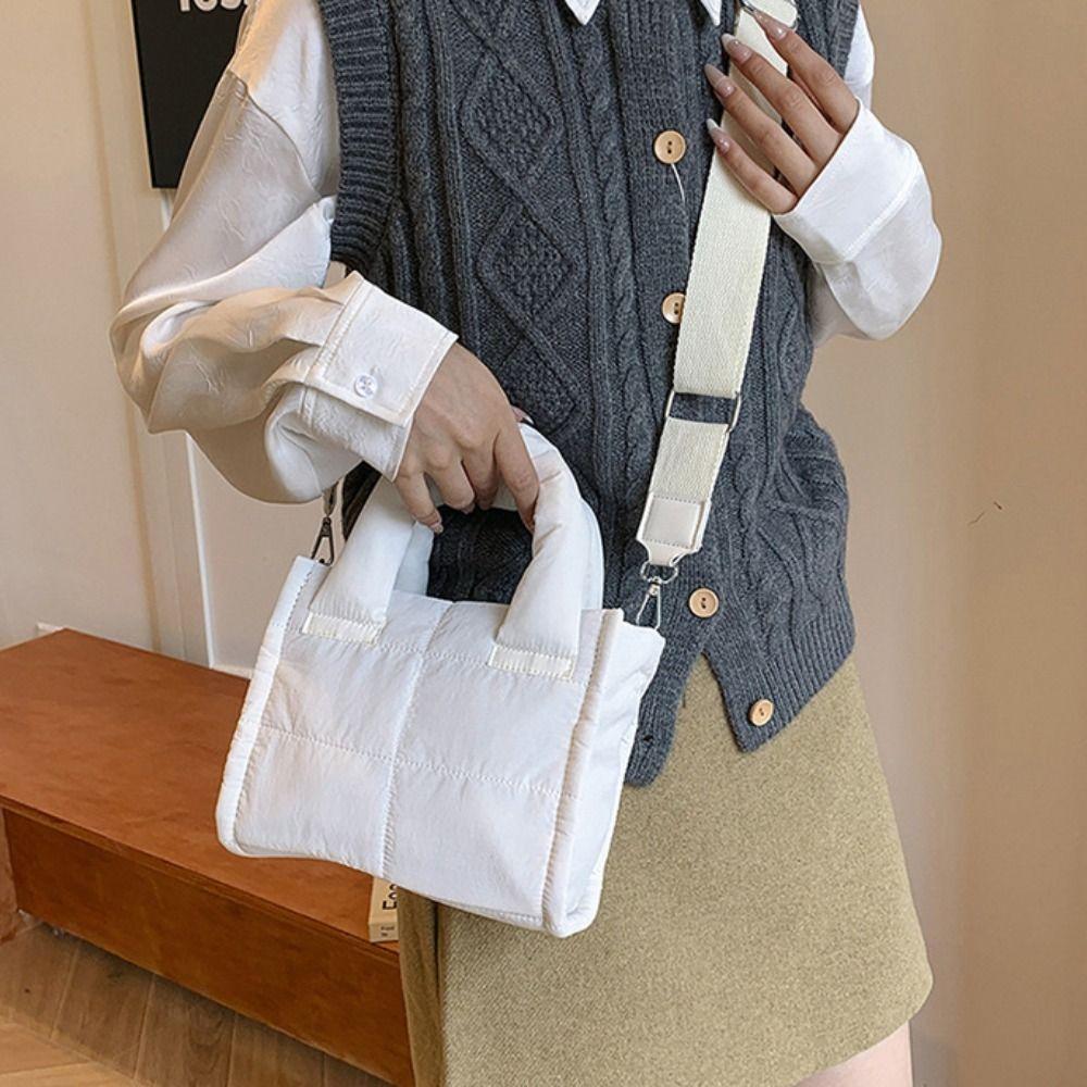 Korean Style Cotton-padded Tote Bag Large Capacity Puffy Crossbody Bag  Autumn Winter