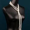 New Original Faux Pearl Long Necklace Women Elegant Dress Sweater Chain Multi Wear Design Creative Tie Shape Fashion Jewelry