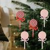 1Pc Christmas Decoration Supplies, Red Lollipop Pendant, Pink Bow Simulation Candy, Children's Gift, Colored Candy