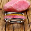 Fashion 8mm Men Stainless Steel Ring with Turquoise and Pink Abalone Shell Inlay Rings for Men Women Wedding Jewelry Drop Ship
