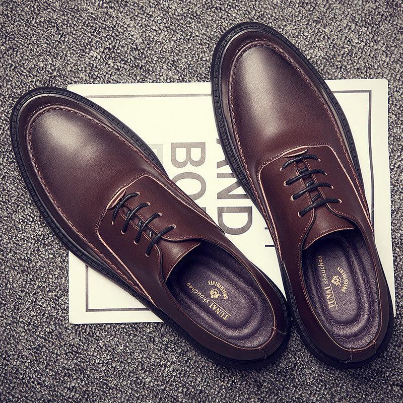 Fashion New Men Dress shoes formal shoes men's Handmade business shoes wedding shoes Big Size Genuine Leather Lace-up Male iokl9