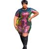 Women's Round Neck Short Sleeve Colorful Sequined Bodycon Party Club Sheath Dress Plus Size