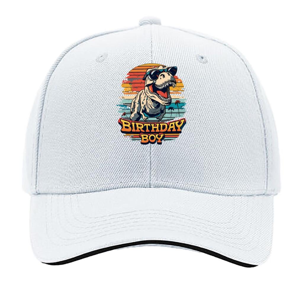 Birthday Boy Dinosaur Sunglasses Retro Sunset Graphic Sandwich Baseball Cap Unisex Women Sun Cap Outdoor Workouts Hat