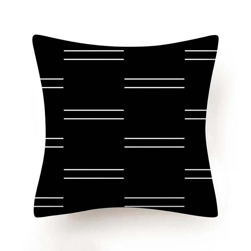 Black White Geometric Pattern Cushion Cover Polyester Sofa  Upholstery Pillowcase Home Decor