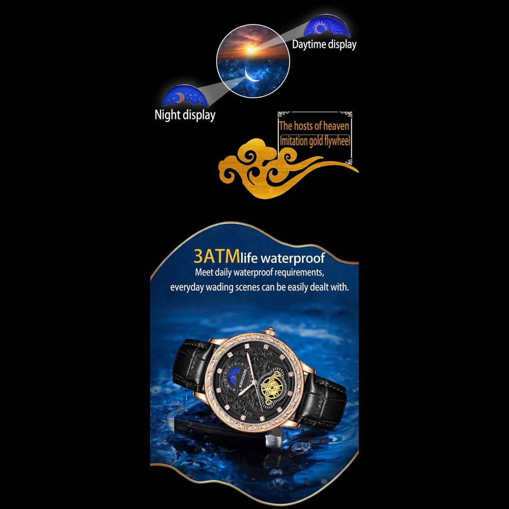 KIMSDUN Watch Men's Top Brand Luxury Clock Carved Month High-end Men's Waterproof Quartz