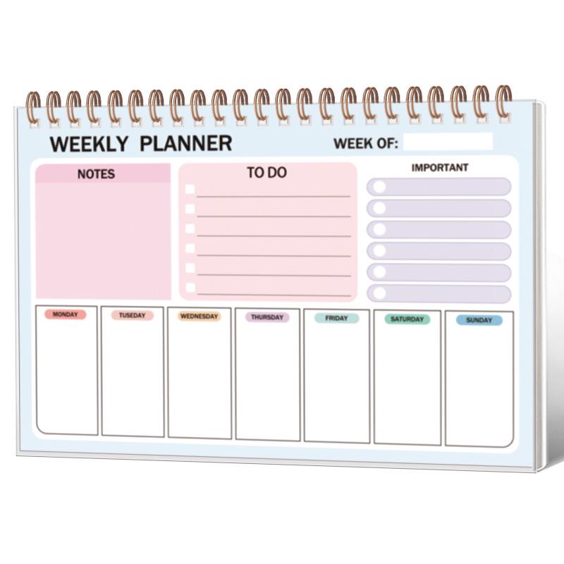 Cross-border Waterproof Weekly Planner Notebook with PP Cover and Coil Binding