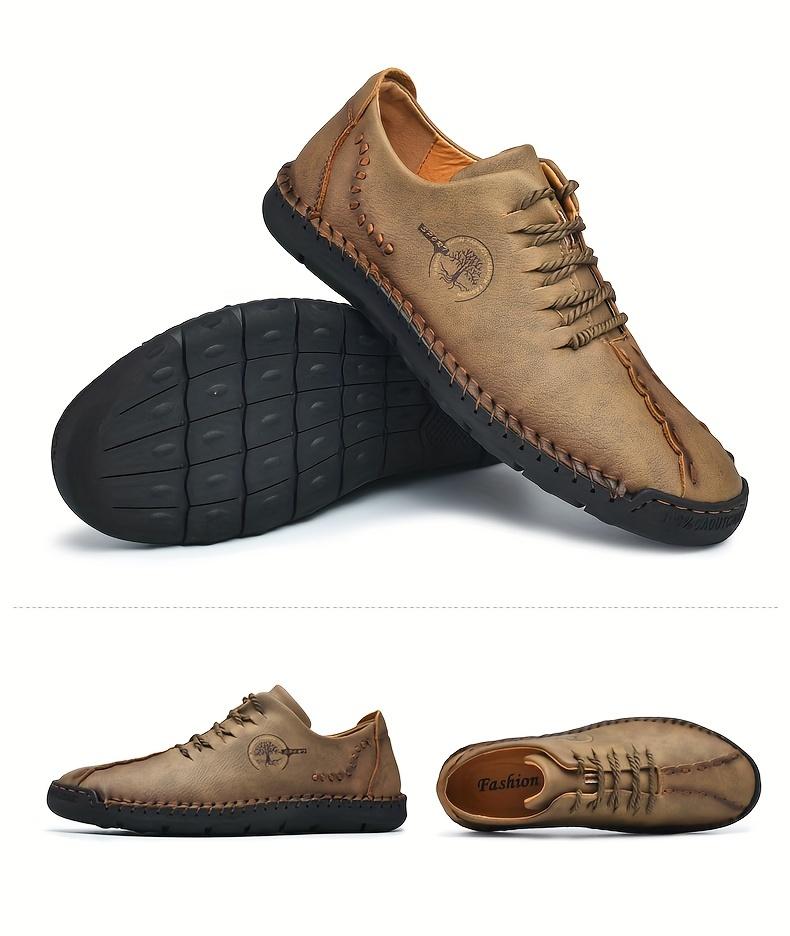 Men's Casual Leather Shoes, Large Size Handmade Shoes, Fashion Lace-up Business Men