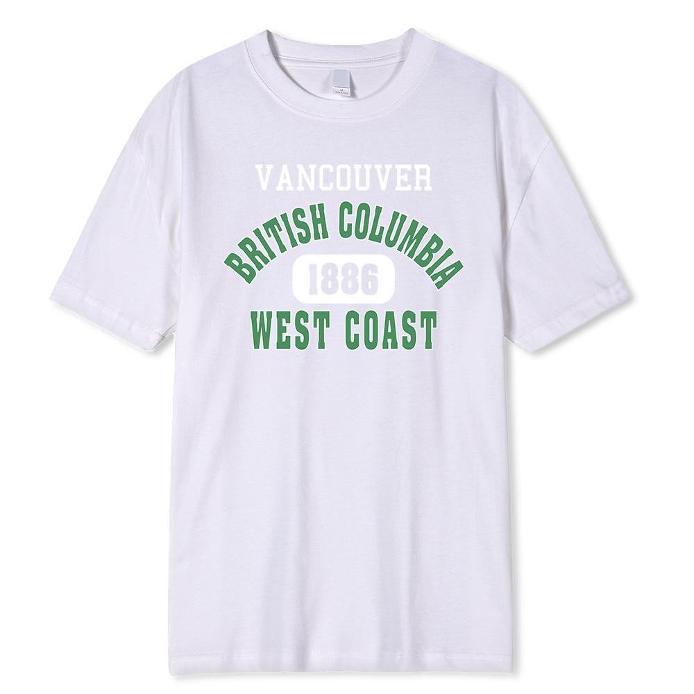 British Columbia West Coast 1886 Green Letter Tshirt Man Casual Tees Breathable Summer Tshirt Short Sleeve
