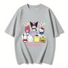 2026 New Sanrio Characters Birthday Cartoon Print Tshirt Family Matching Outfits Casual Short Sleeve Tee for Women Unisex Kids Tee