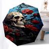 1pc Skull Roses Umbrella with 8 Iron Ribs and a Plastic Handle, Automatic Opening and Closing, and Daily Use.1045