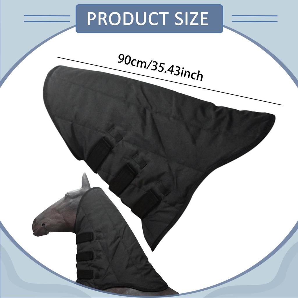 Waterproof Horse Neck Cover Thickened Filled Neck Warmer Protector with Three Straps for Cold Weather Equestrian Riding