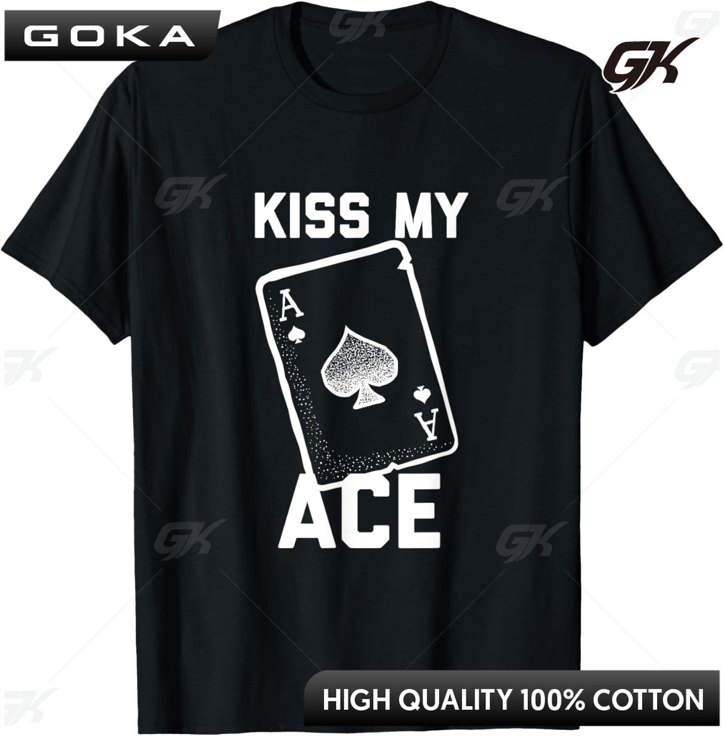 Смешная Покерная Карта Поцелуй Моего Туза Пик Футболка Унисекс Одежда Винтажная Футболка Харадзюку Винтажная Футболка Camisas Уличная Одежда S