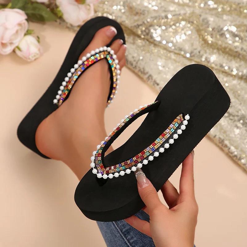 Fashion Fashion Women Flip Flops Patchwork Clip-Toe Wedges Ladies Slippers Summer Women Shoes Outdoor Non-Slip Slides Sandalias De Mujer