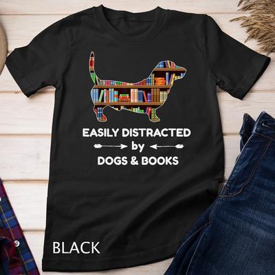 Easily Distracted By Dogs and Books Unisex T-shirt