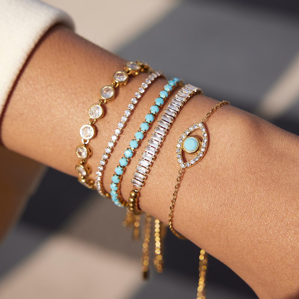 Yori New Stainless Steel Evil Eye Drop Bracelet Waterproof Metal Attractive Wrist Jewelry Accessories Wholesale Bijoux
