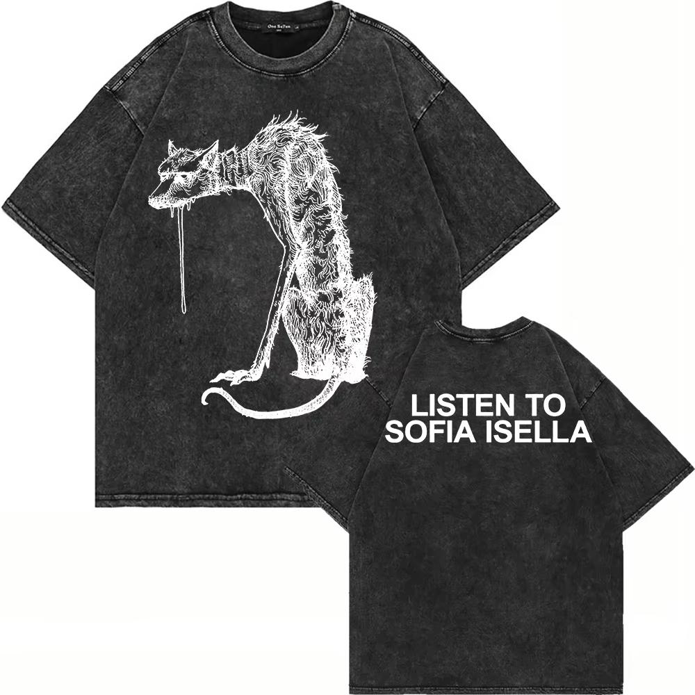 

Cotton Vintage Washed Sofia Isella I m Camera Dog s Dinner T Shirt Men/Women Bunny The Glow Acid Wash Tees Shirts S