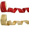 200cm*6.3cm Glitzer Dekobänder Rot Silber Gold Band mit Eisendraht Weihnachtsdekorationsbänder für Bastelarbeiten Schleifen