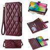 For iPhone 17 Air Case Rhombus Stitching Leather Wallet Phone Cover with Long/Short Strap