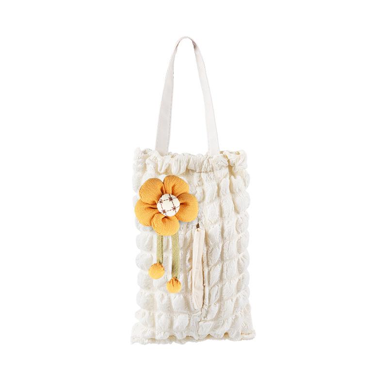 Car Tissue Box Puff Grid Car Seatback Multi-functional Paper Towel Drawer Cute and Creative Tissue Bag