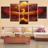 Wall Art 5 Pieces Fire Phoenix Bird Pictures Living Room Canvas Abstract Painting Modular Hd Printed Poster Bedroom Home Decor