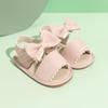 2025 Summer Bow PU Baby Girl Sandals - Korean Style Cute Solid Color Walker Shoes