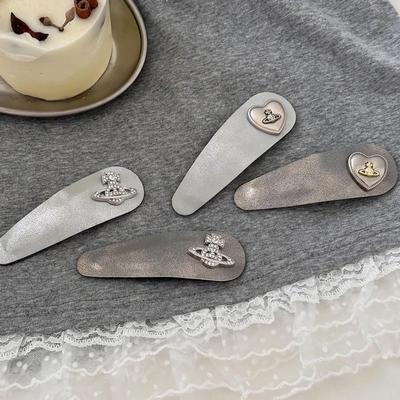 Women's Shiny Heart Crown Planet Clip Pin Hair Clip