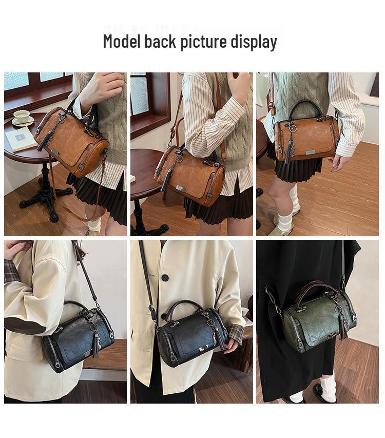 Borsa a tracolla Boston a cuscino retrò coreana - Borsa a mano da donna di grande capacità