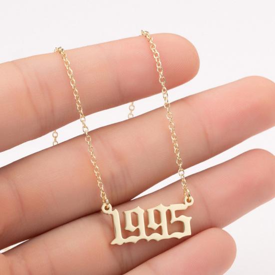 1980-2019 Doğum Yılı Numarası Charm Kolye Paslanmaz Çelik Zincir Kolye Takı