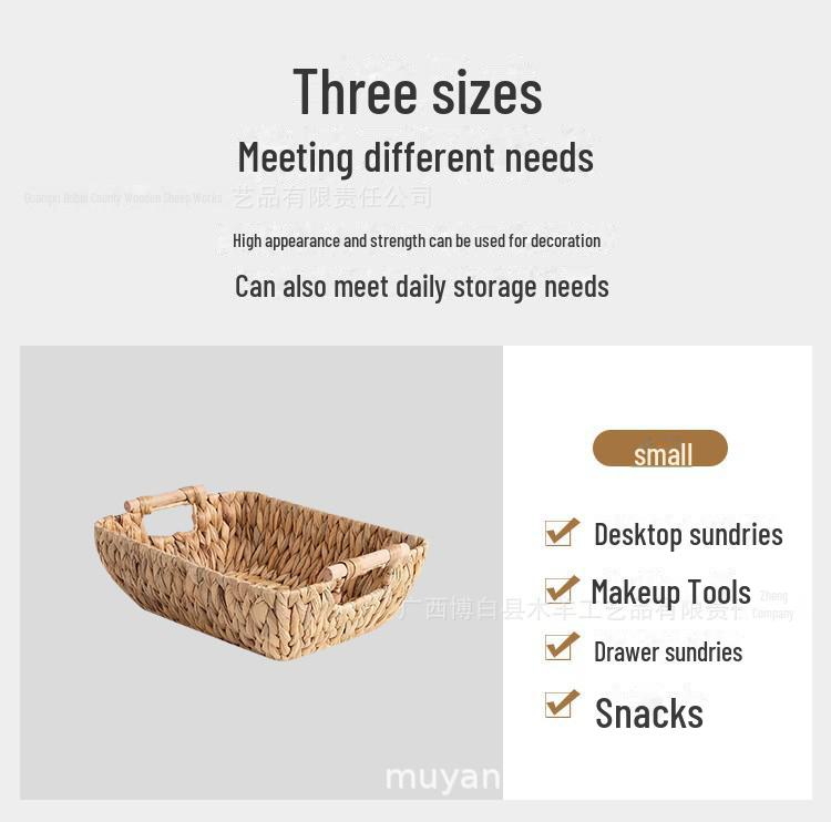 Rattan Woven Storage Basket Tray for Snacks & Sundries