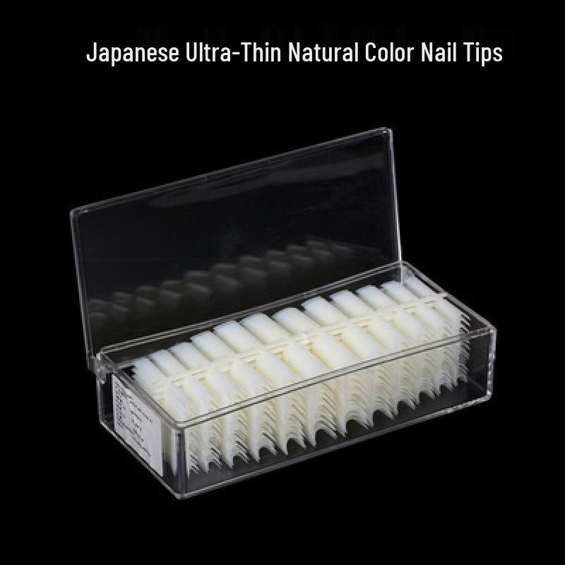 Japanese Style Seamless Transparent Nail Art Tips: C-Curve, Half & Full Cover, Water Drop, T-Shape, Oval, Almond – No Filing Needed.