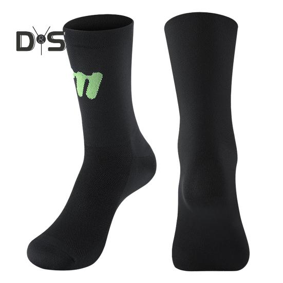 

1 пара светоотражающих велоносков, дышащих, влагоотводящих, для мужчин и женщин, для походов, скалолазания, ночной езды, бега, светящиеся спортивные носки чёрный