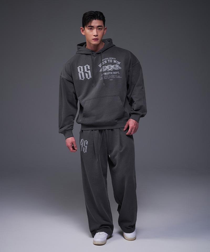 BORN TO WIN 85 Pigment One Tuck Semi Wide Fit Pants [Charcoal]